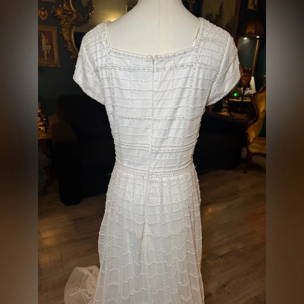 Adrianna Papell Platinum Bridal Gown – Style 39002 | Beaded Tulle Wedding Dress - Picture 10 of 11